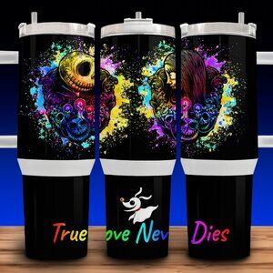 40oz Jack and Sally Skellington True Love Never Dies Cup Mug Tumbler